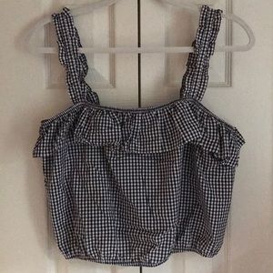 Gingham cropped tank top